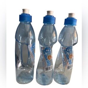 New set of 3 Blue On-The-Go Sports Water Bottle with Push-Pull Cap reusable